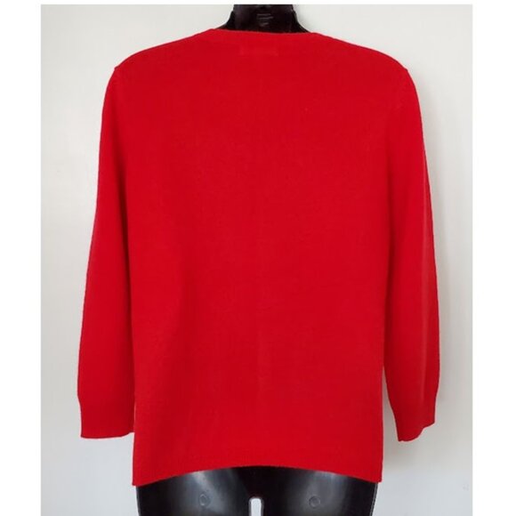 Philosophy Red Cashmere Sweater Leopard Heart Crewneck Pullover Size S Coquette - Picture 3 of 9